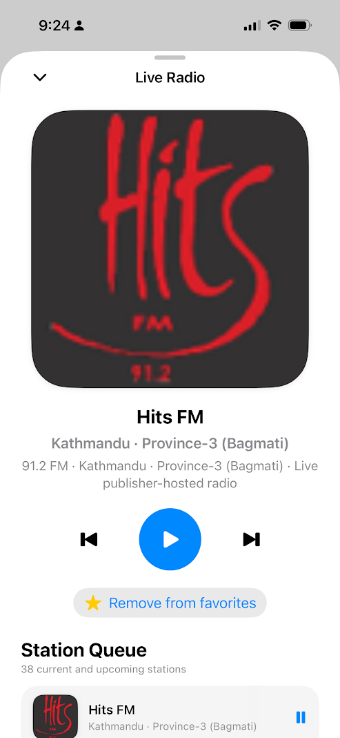 NepalToday live FM player on iPhone